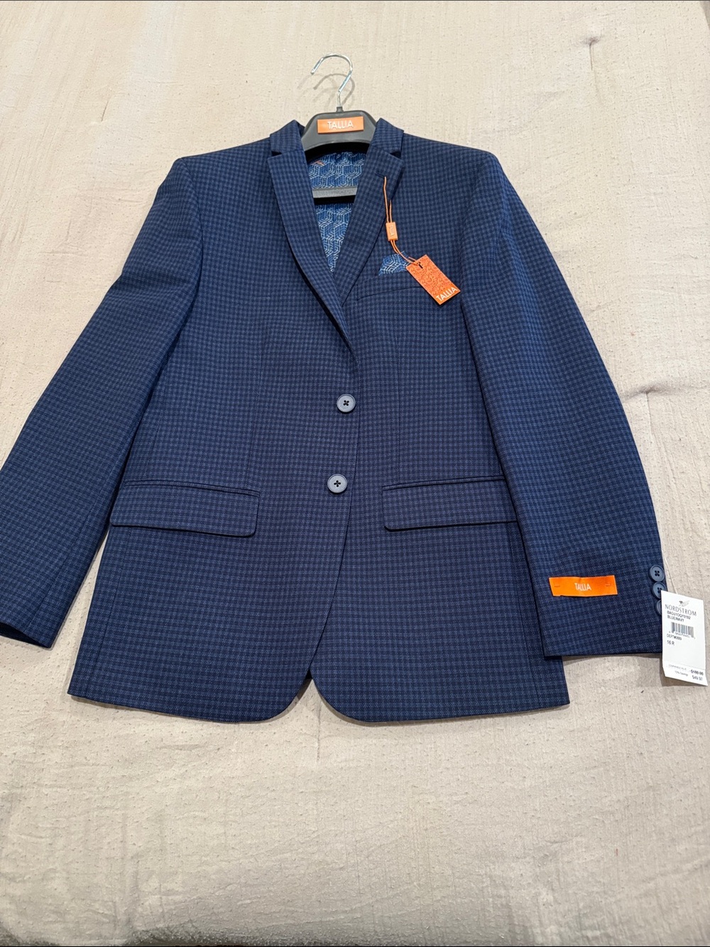 TALLIA Navy Houndstooth Two-Button Blazer
